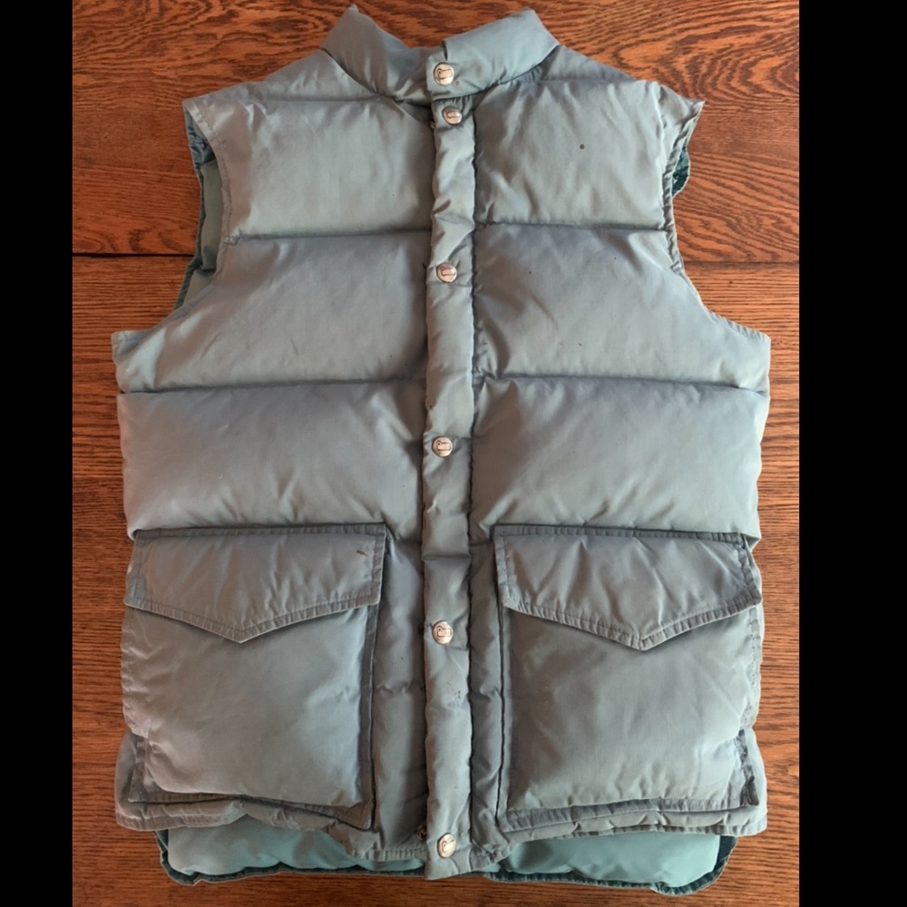 Vintage Woolrich Down Puffer Vest Grey Medium